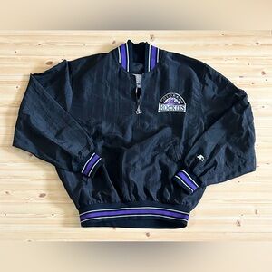 Vintage 90s STARTER MLB Colorado Rockies 1/4 Zip Pullover Jacket